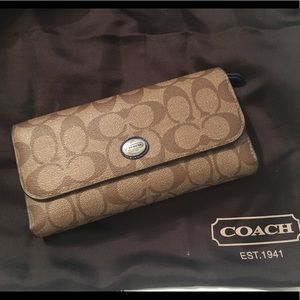 Coach tan & blue wallet